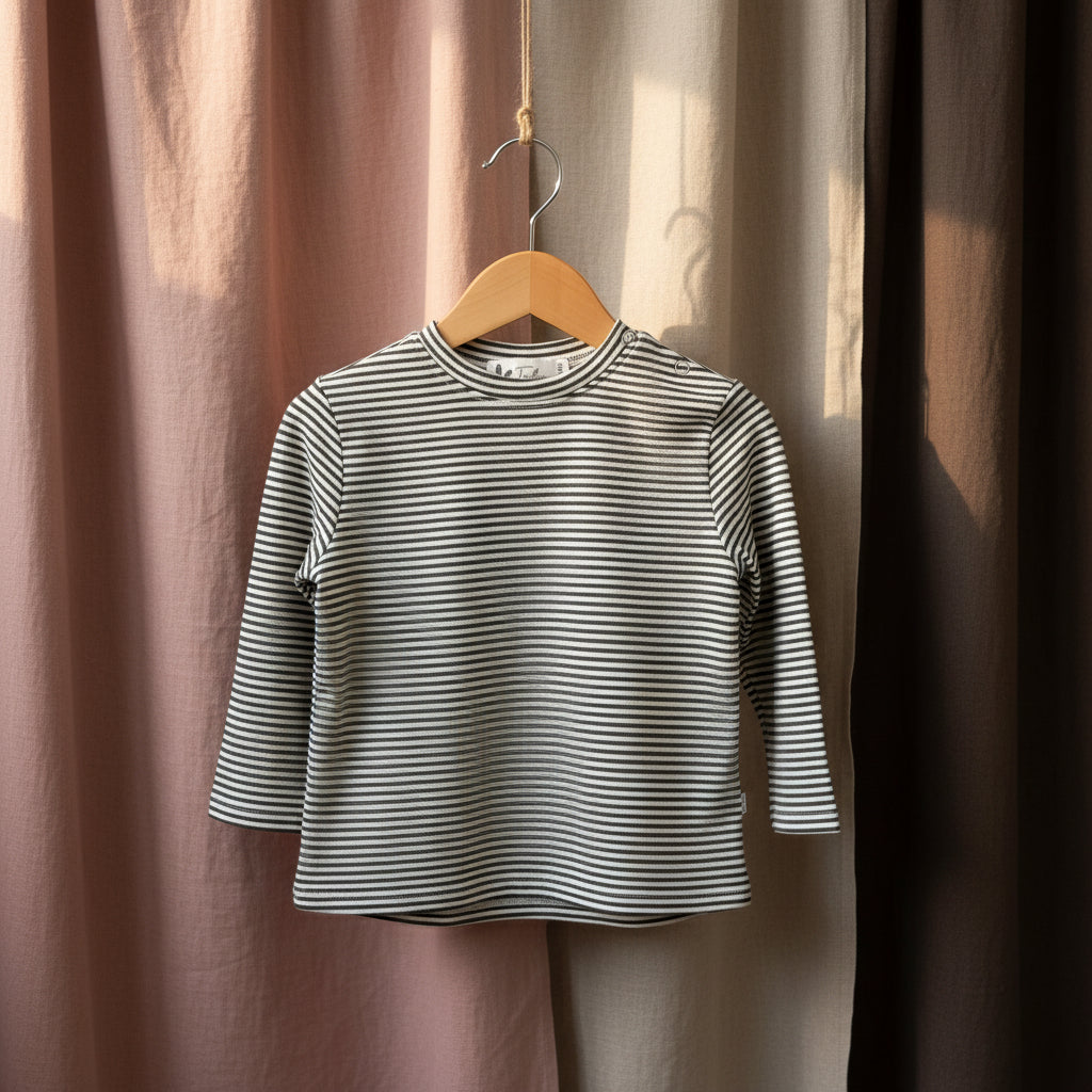 Longsleeve small stripes dark forest