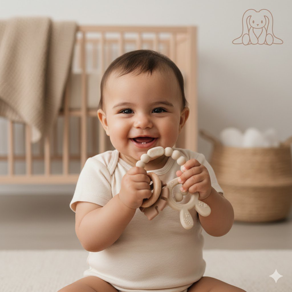 Bunny & Leaf Bijtring Sand & Khaki