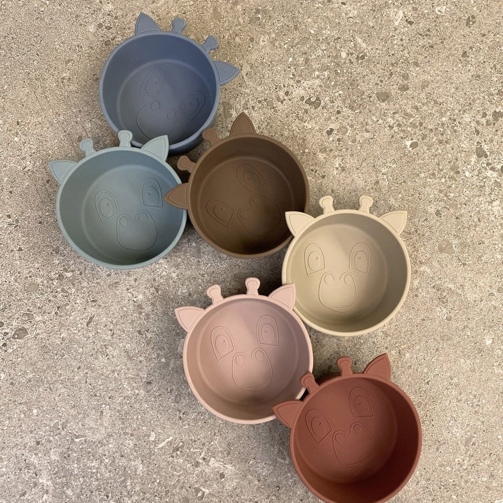 Alex siliconen diep bord 2-pack Giraf Woodrose