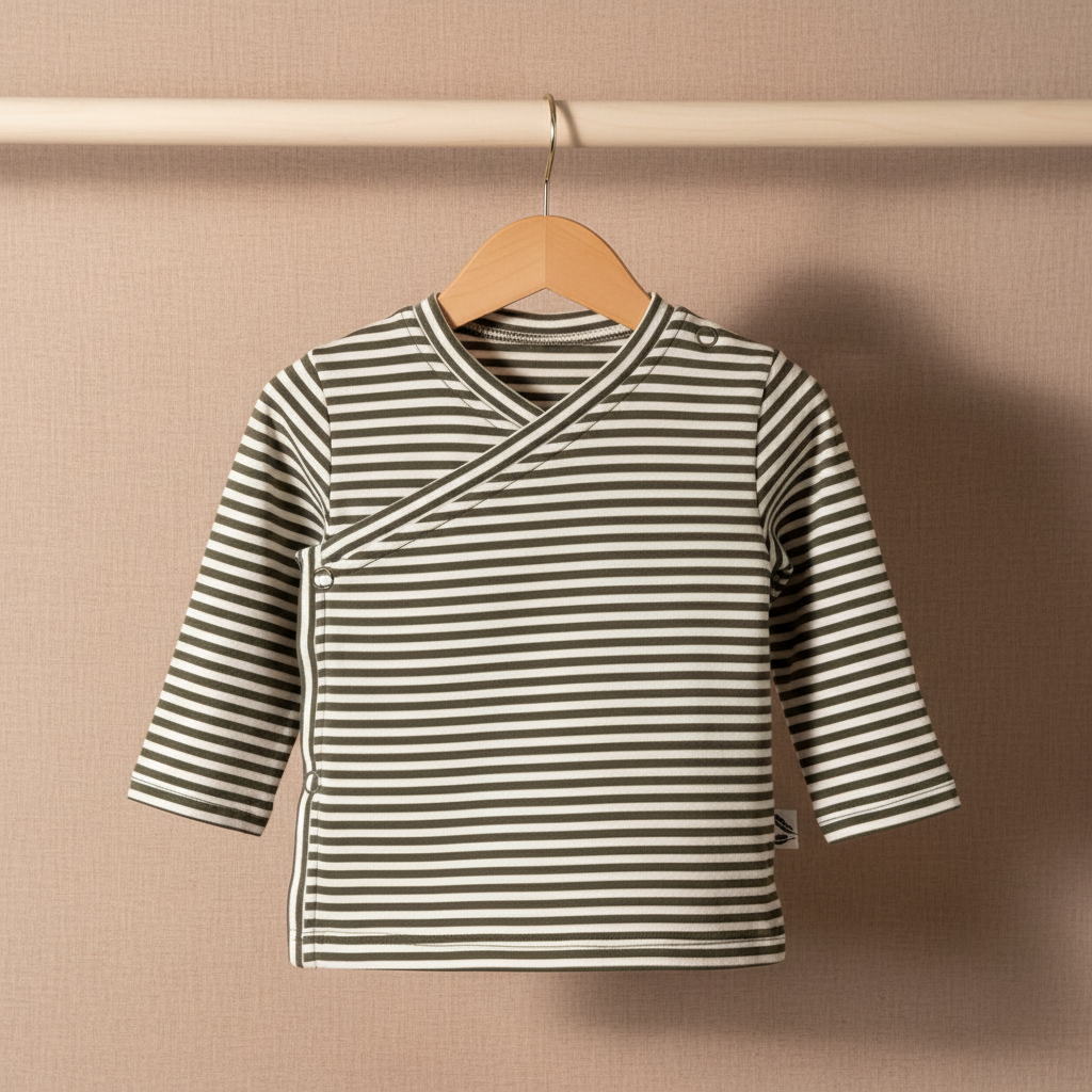 Overslagshirtje streepjes donkergroen