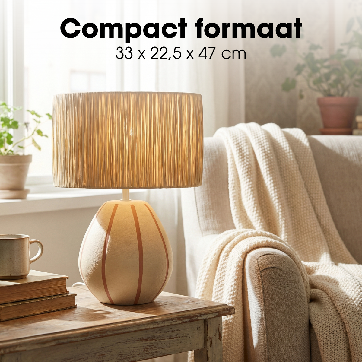 Tafellamp Denton Beige Rond