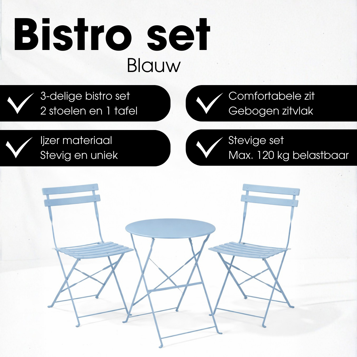 Tuin bistroset Laurence Lichtblauw