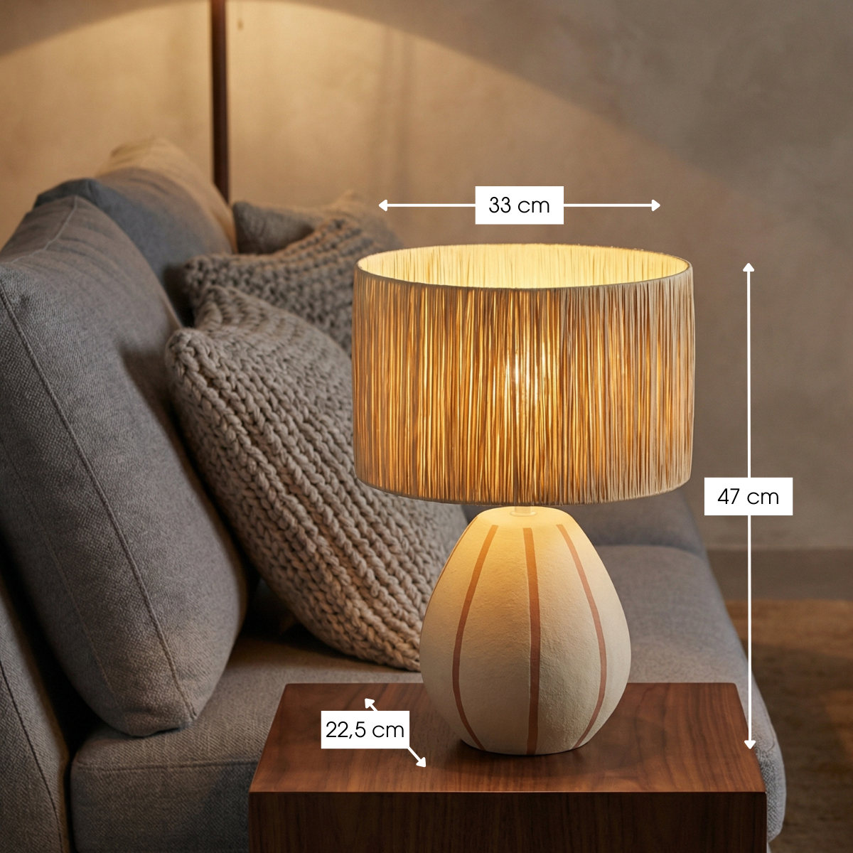Tafellamp Denton Beige Rond