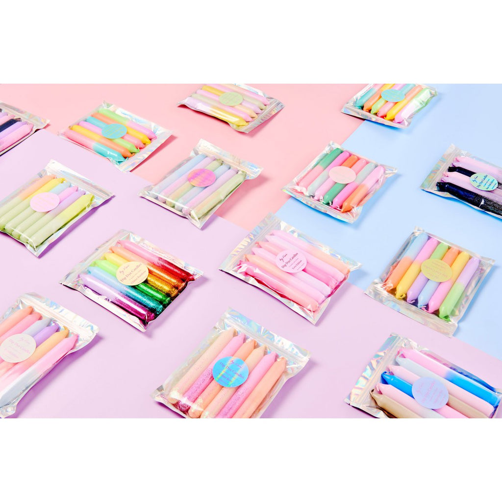 Dip Dye kaarsen in een set: Glitter Dip Edition