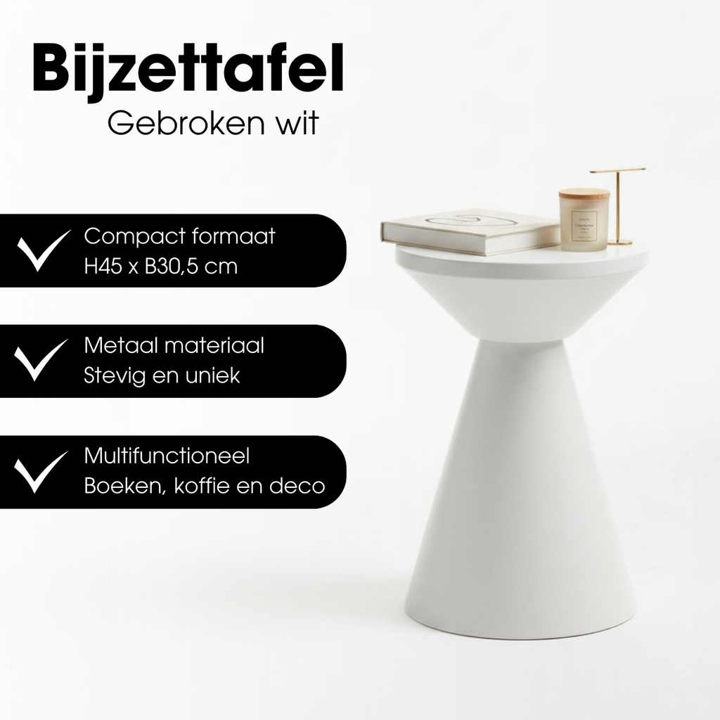 Bijzettafel Jim Gebroken wit