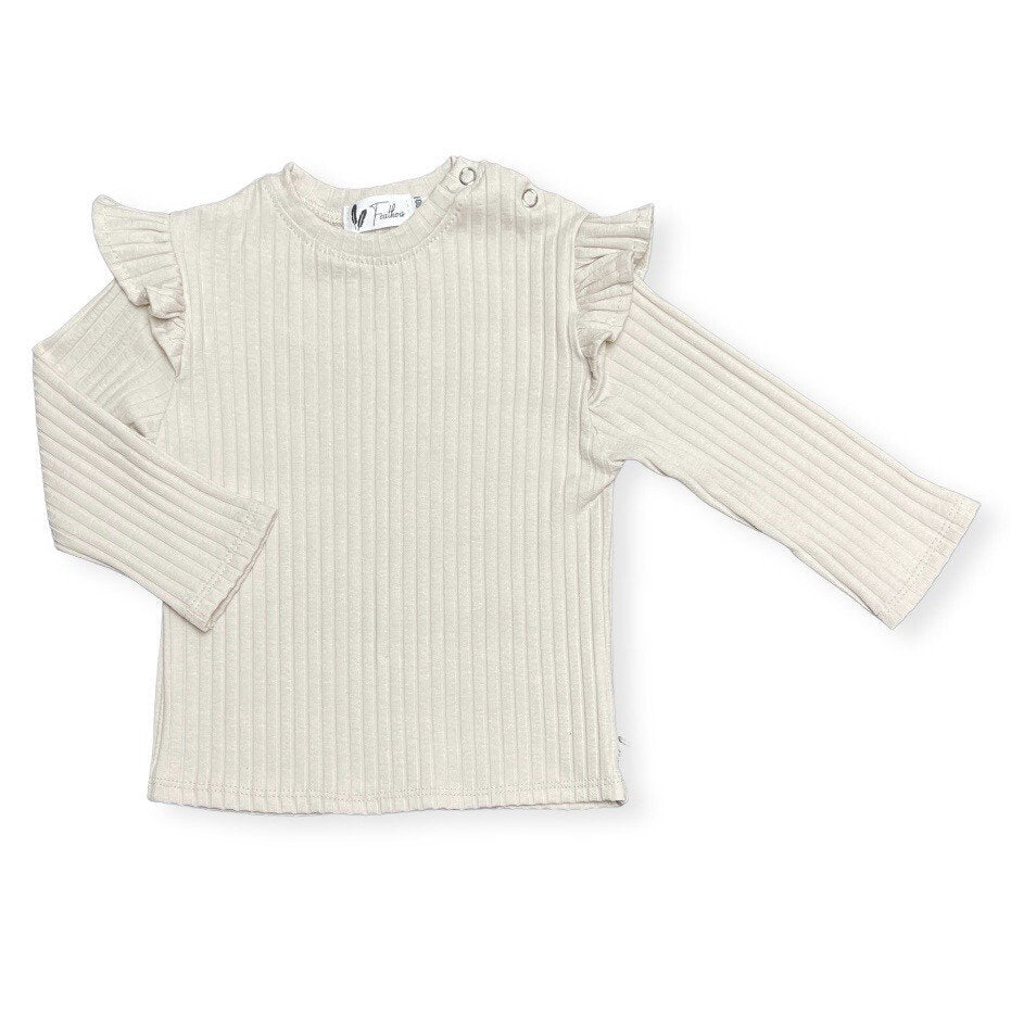 Longsleeve ruffle rib Beige