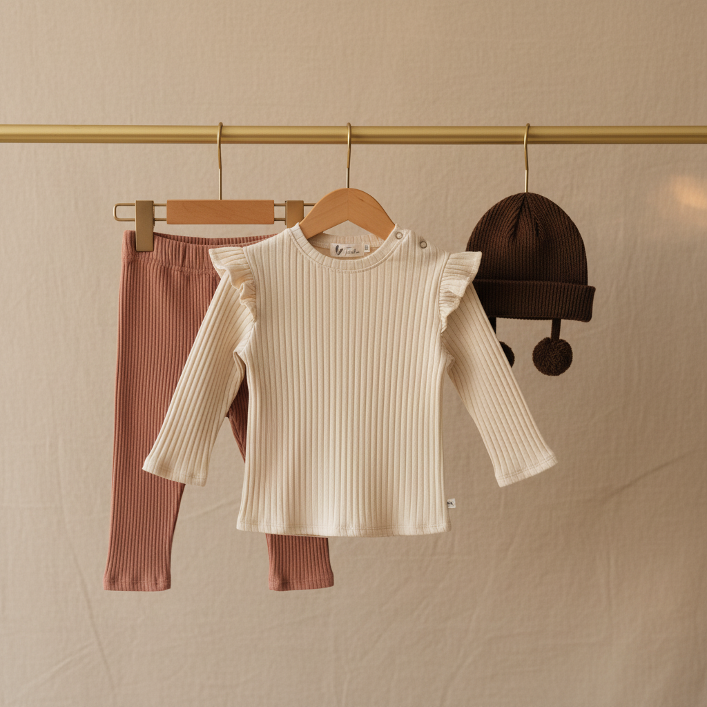 Longsleeve ruffle rib Beige