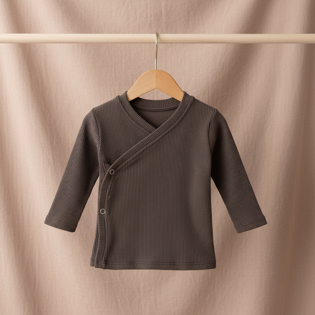 Overslagshirtje rib Mokka