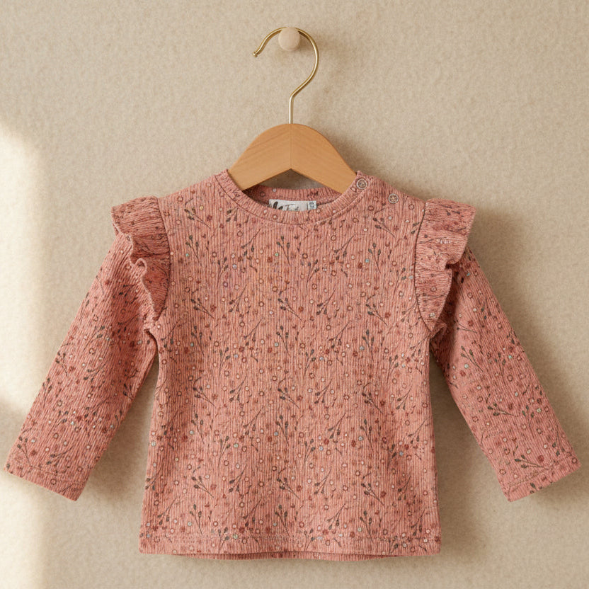 Longsleeve ruffle rusty flower