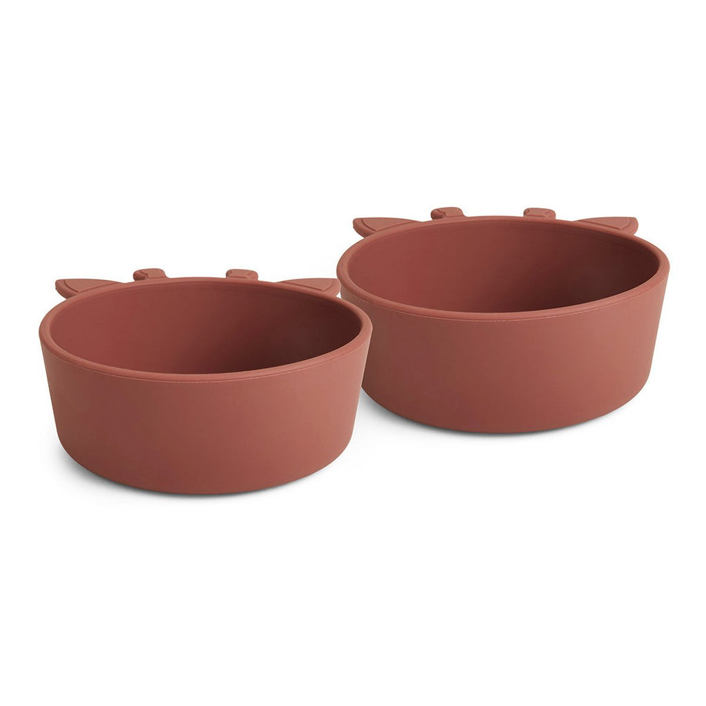 Alex siliconen schaaltje 2-pack Giraf Mahonie