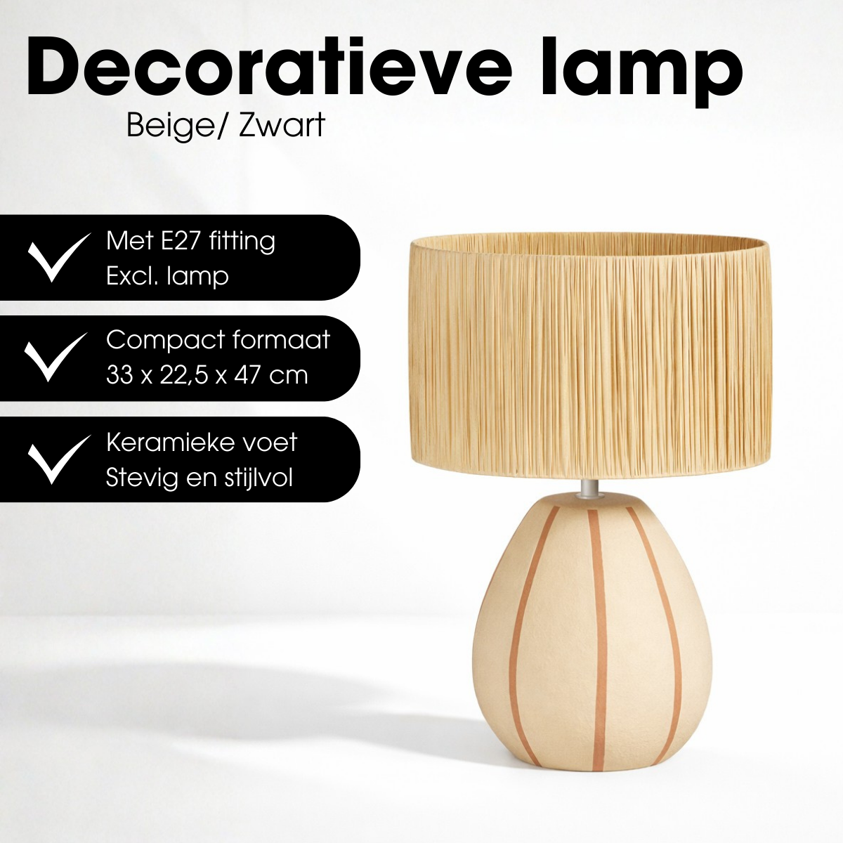 Tafellamp Denton Beige Rond
