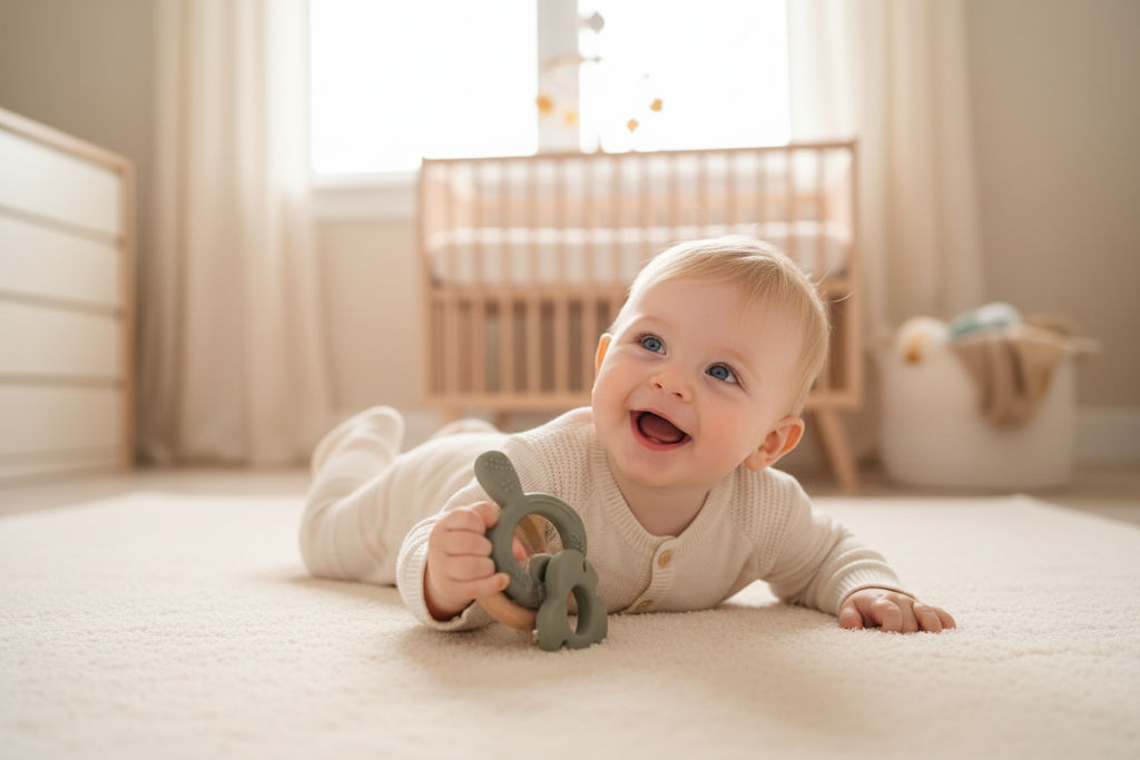 Bunny & Leaf Bijtring Teether & Olive