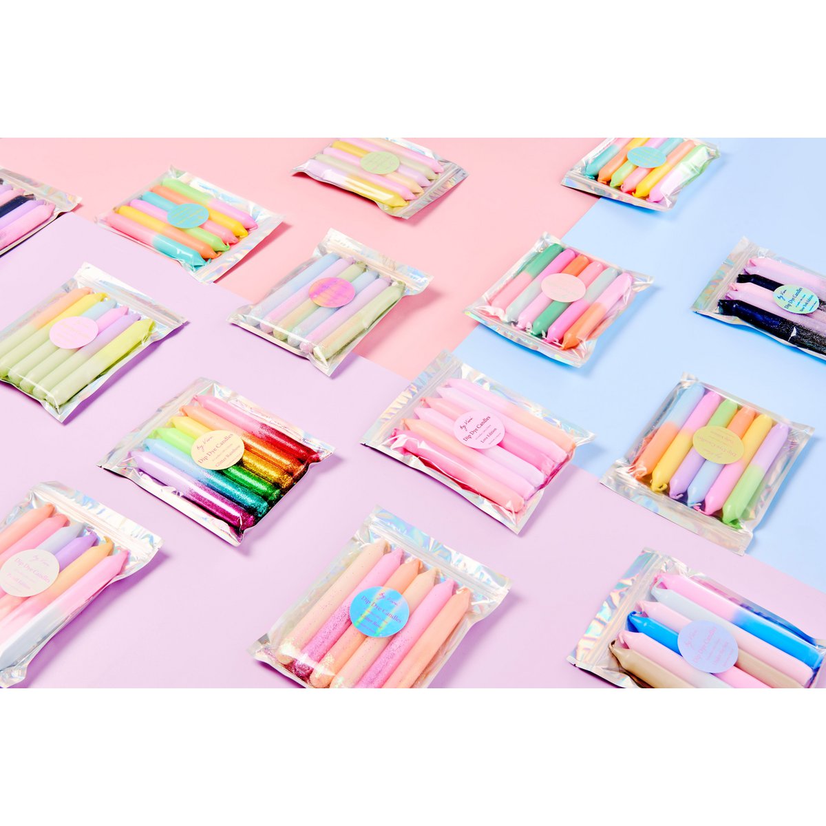 Dip Dye Kaarsenset: Set Glitter Lagoon