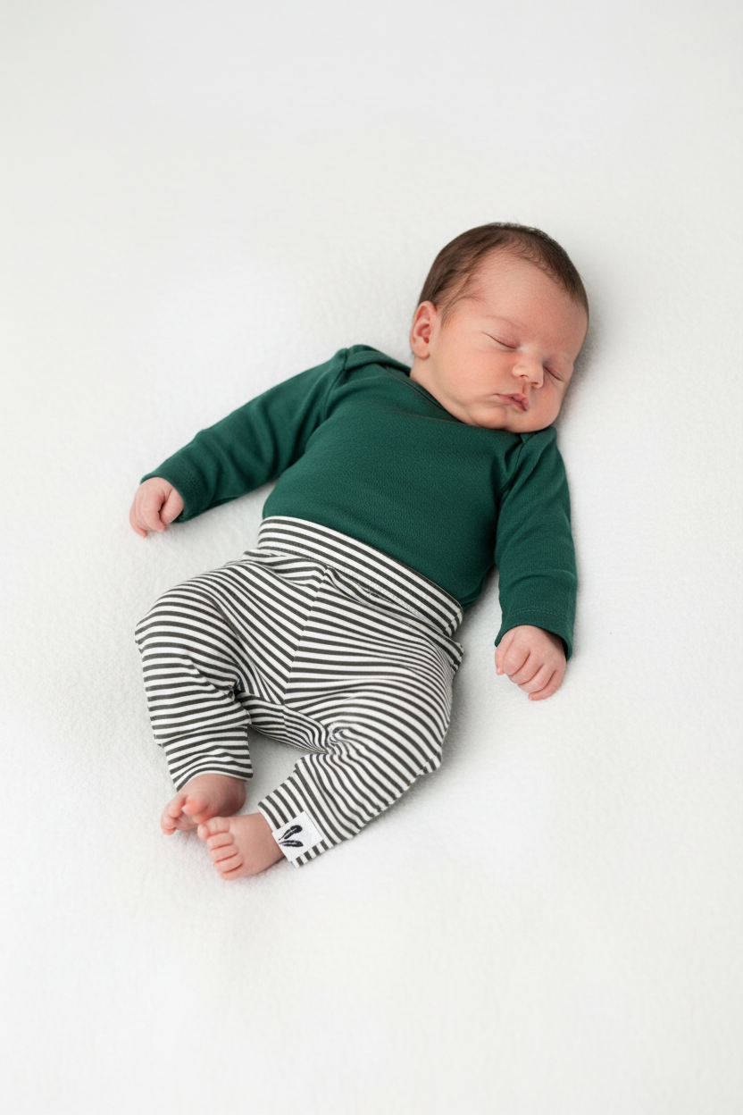 Newborn broekje streepjes donkergroen