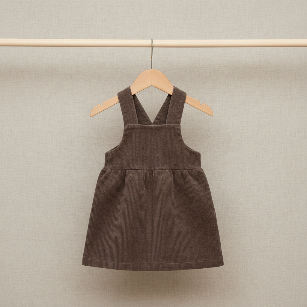 Pinafore dress corduroy mini dark brown