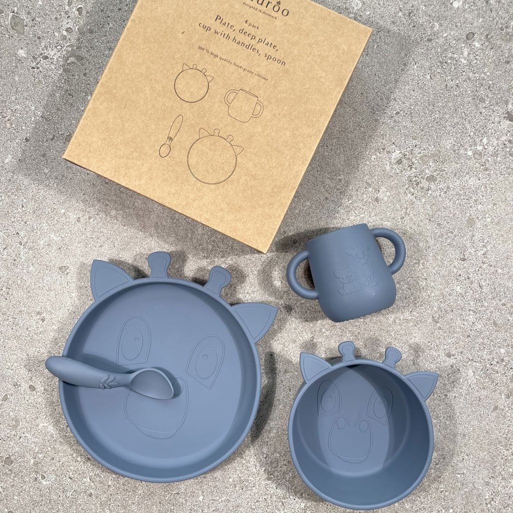 Lykke siliconen dinerset 4-pack Giraffe Bering