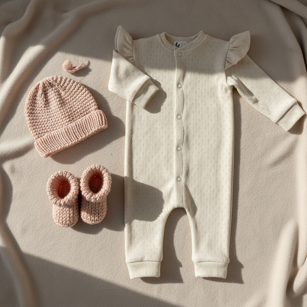 Boxpakje ruffle pointelle natural beige