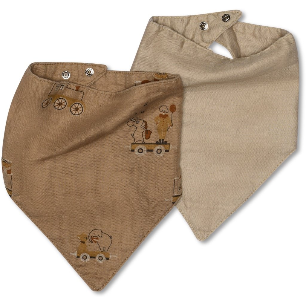 Villads slabbetje 2-pack carnival trein/naturel