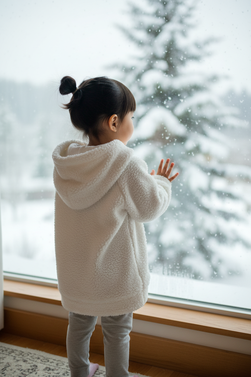 Hoodie teddy ecru baby/kind