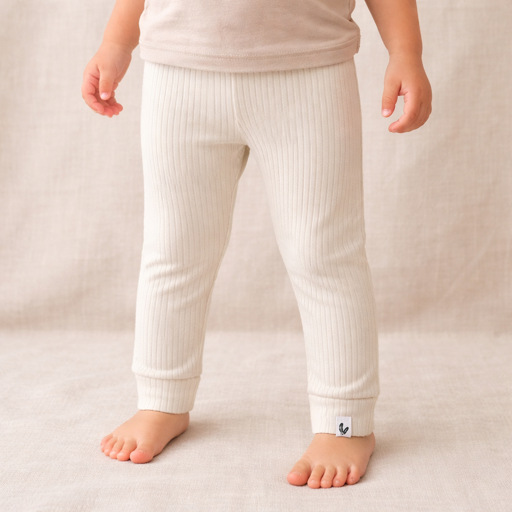 Broekje rib jersey natural beige baby/kind