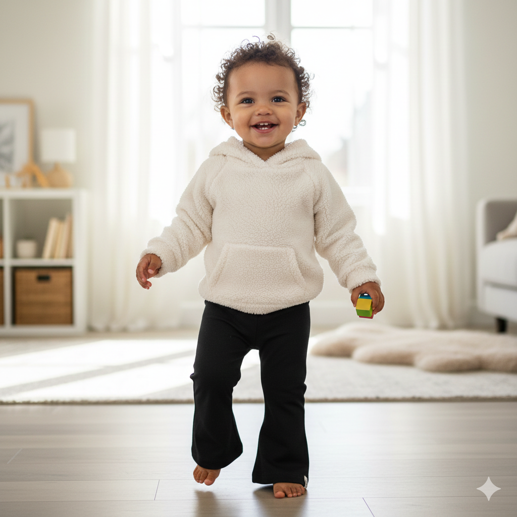 Flared terry zwart Baby/Kind