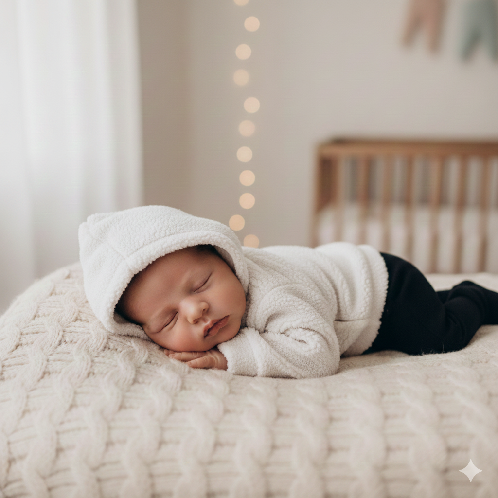 Hoodie teddy natural baby/kind