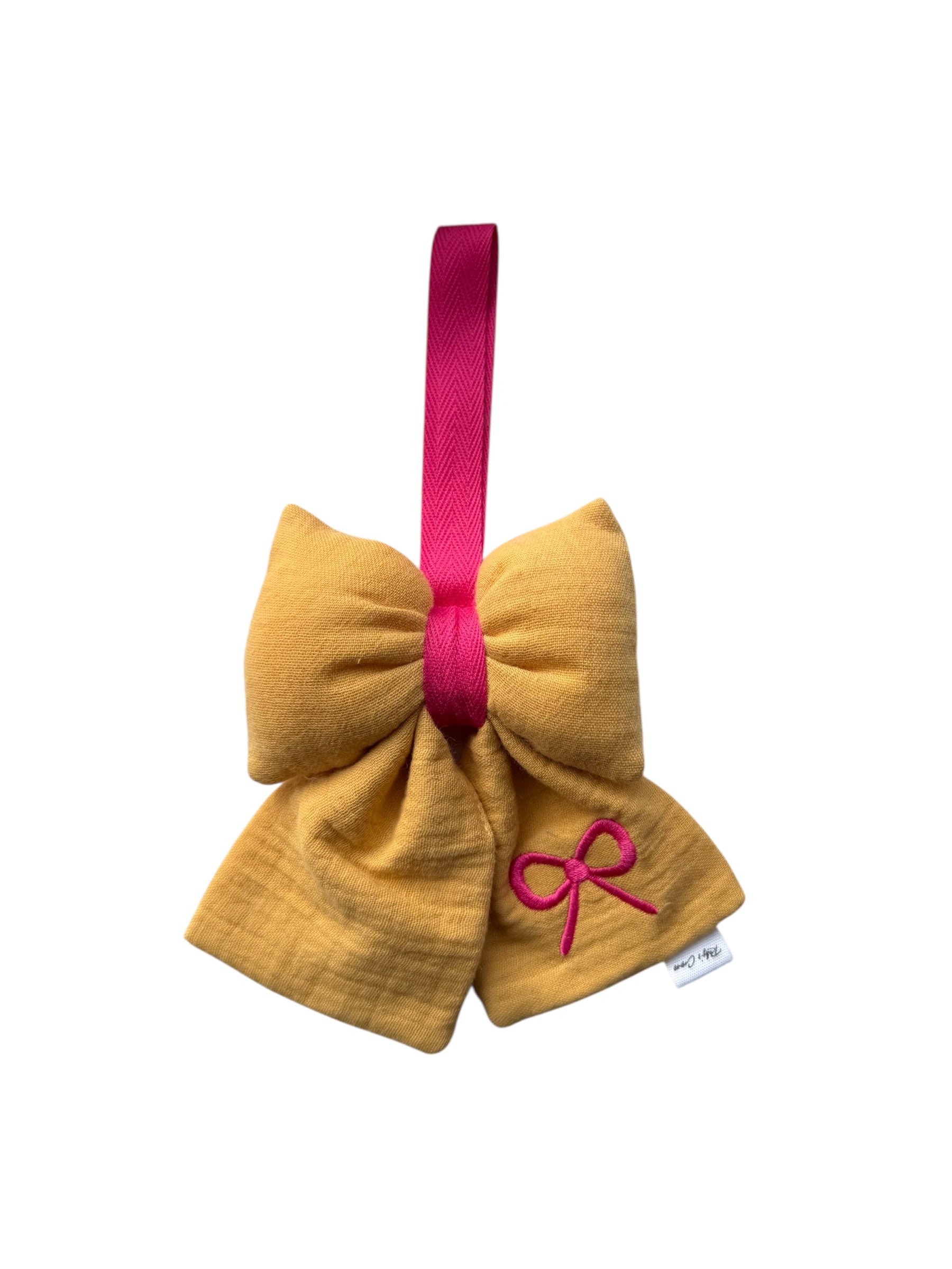 Speenknuffel Strik geel/roze