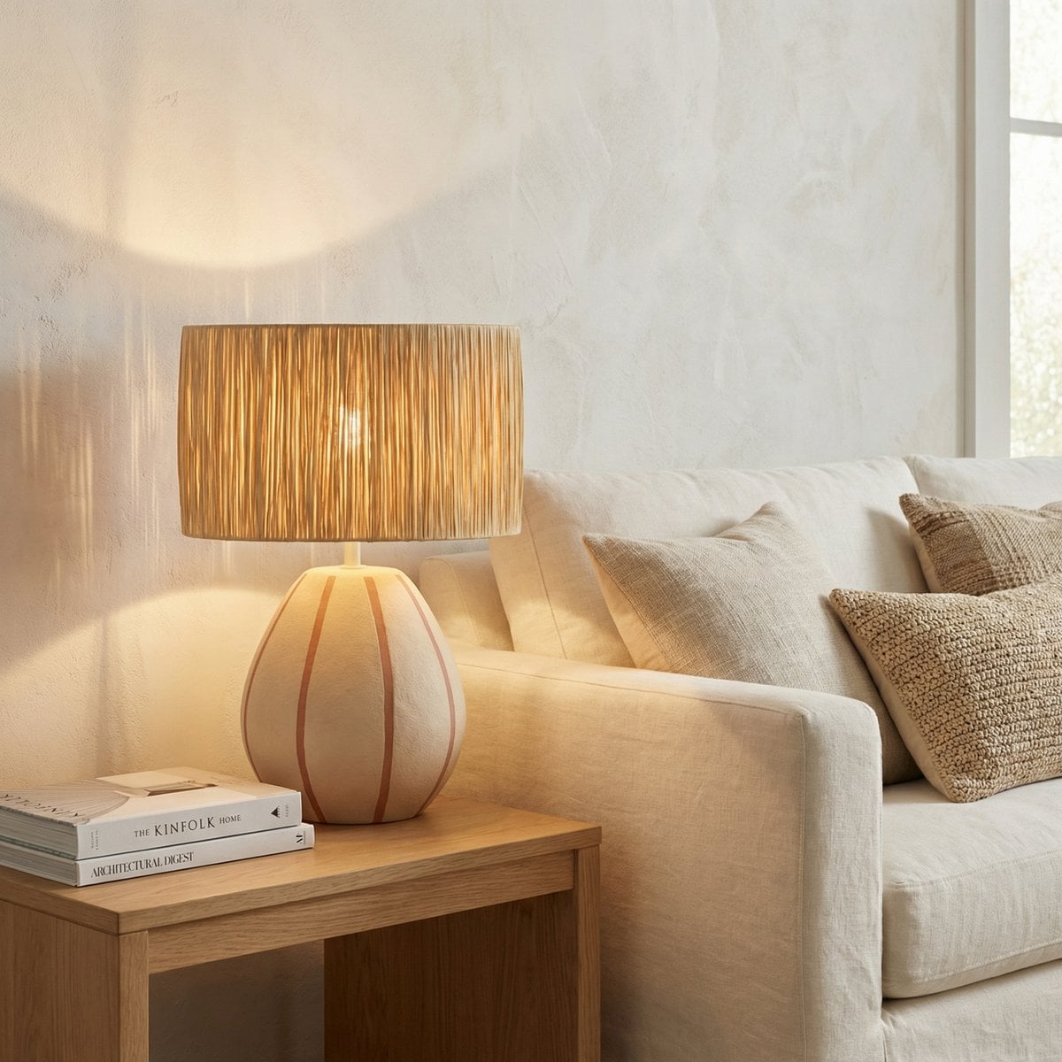 Tafellamp Denton Beige Rond