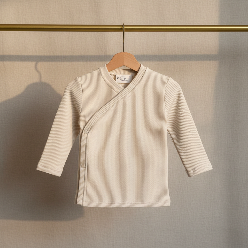 Overslagshirtje rib jersey natural beige
