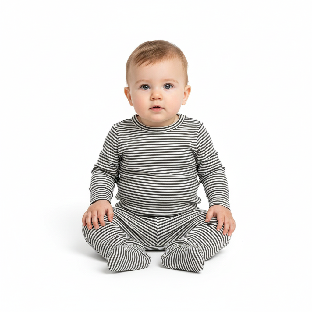 Broekje streepjes donkergroen baby/kind