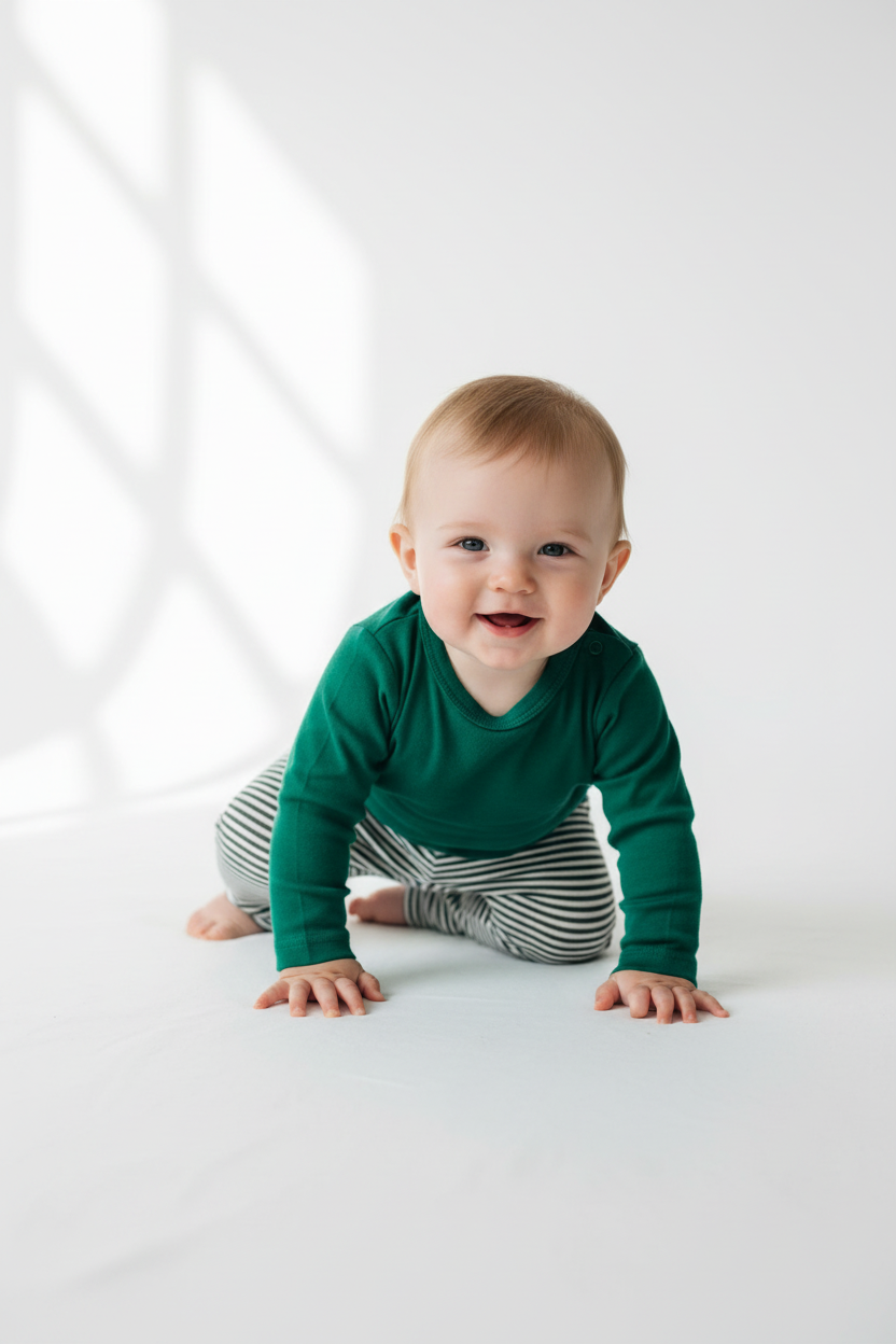 Broekje streepjes donkergroen baby/kind