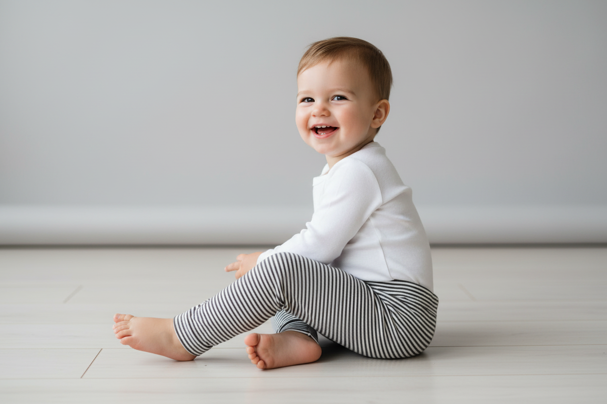 Broekje streepjes donkergroen baby/kind