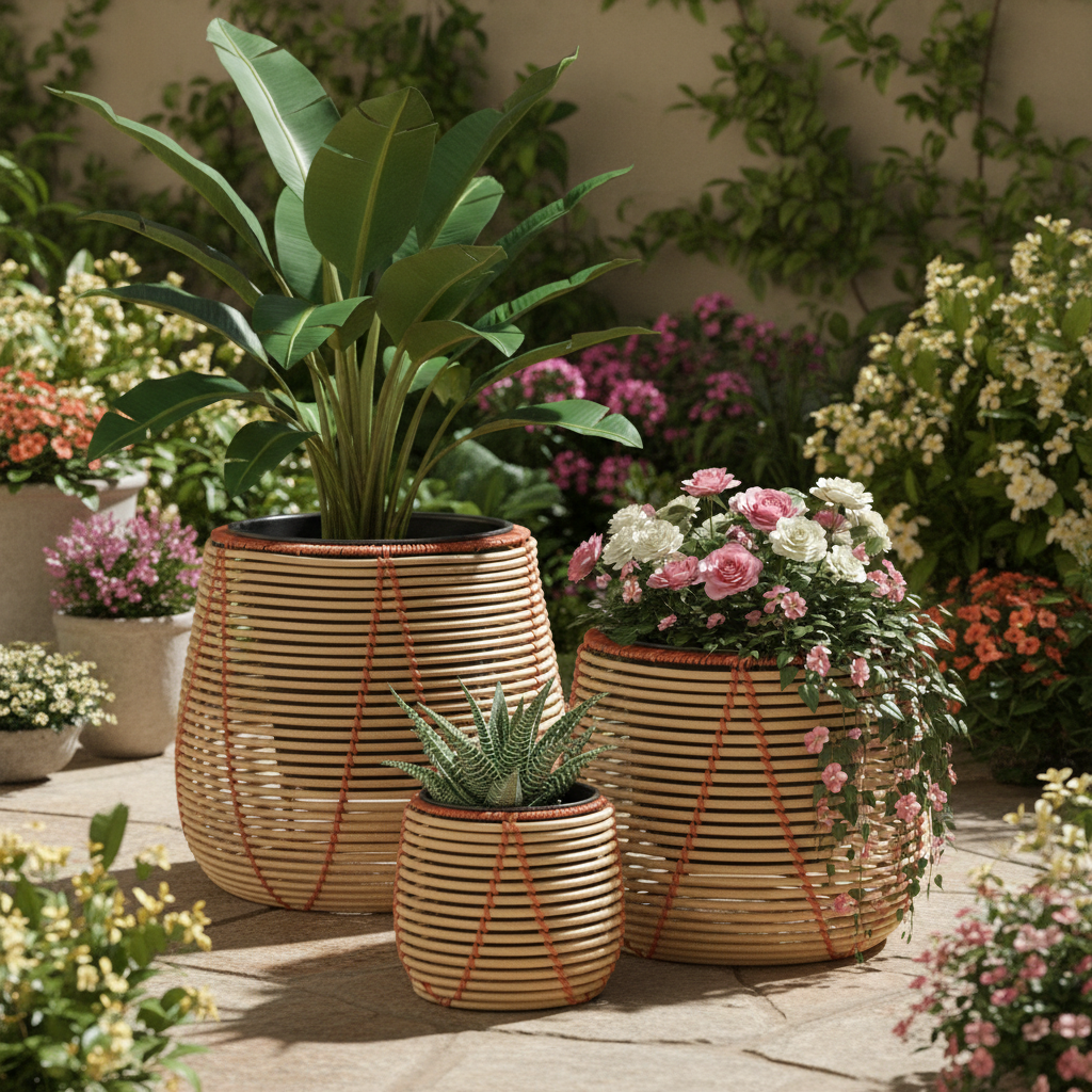 Bloempot buiten Cancun Beige