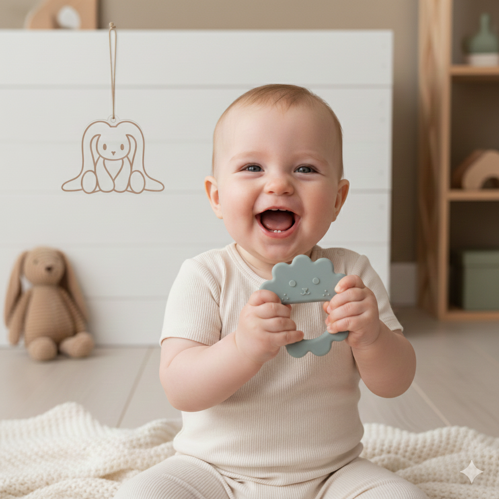 Baby siliconen bijtring Bloem STEEN