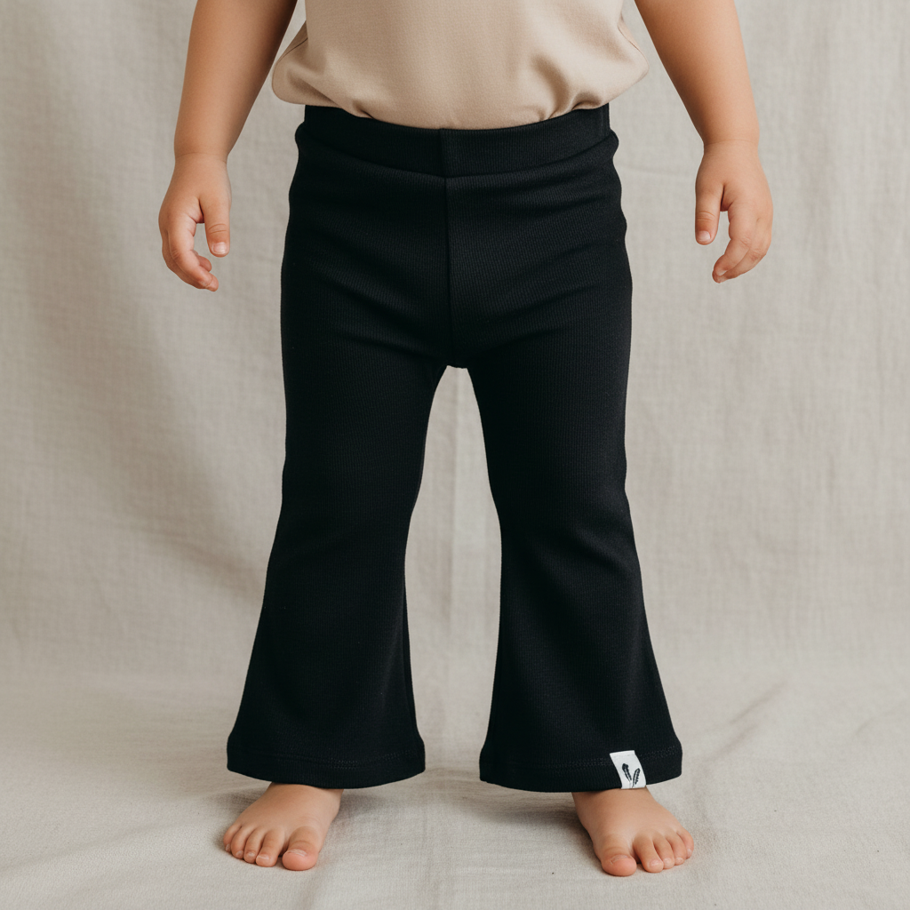 Flared terry zwart Baby/Kind