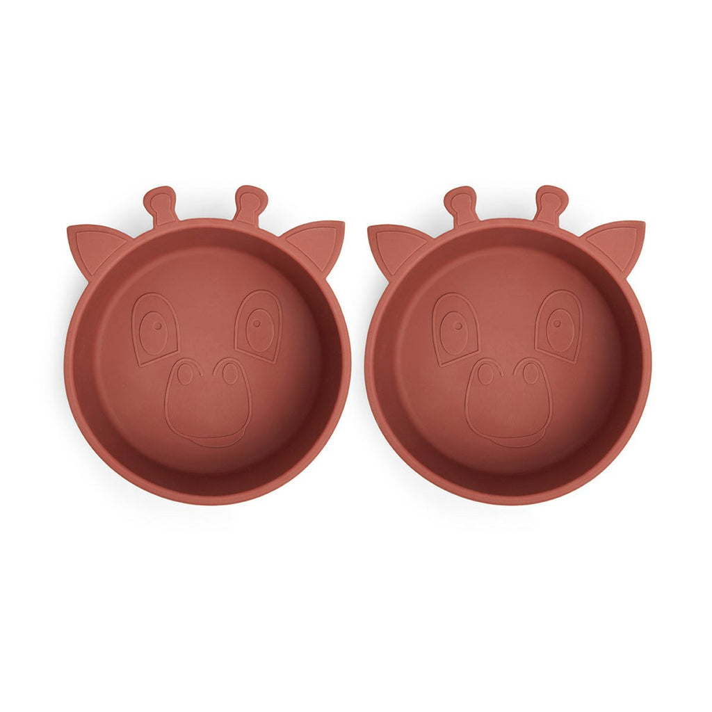 Alex siliconen schaaltje 2-pack Giraf Mahonie