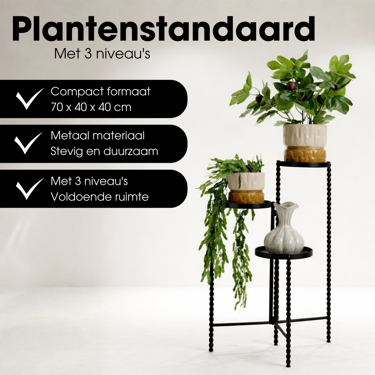 Plantenstandaard Salvo Zwart
