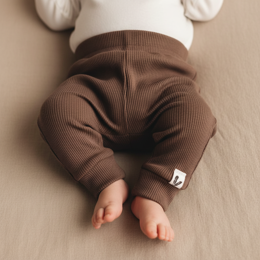 Newborn broekje rib jersey mocha