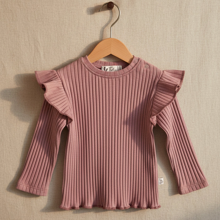 Longsleeve ruffle Wide rib jersey Mauve