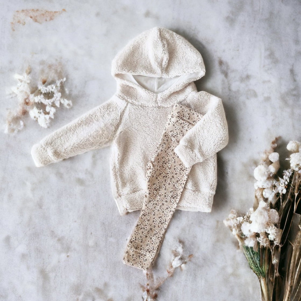 Hoodie teddy natural baby/kind