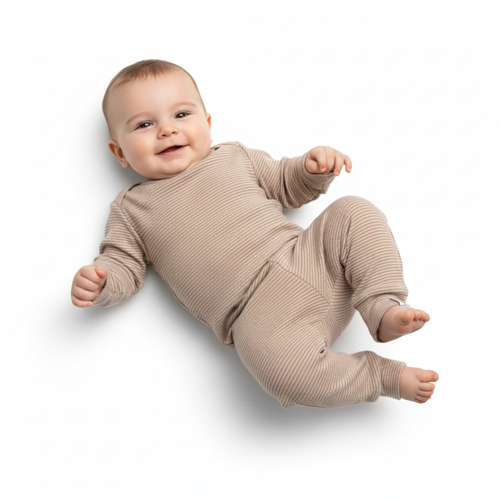 Newborn broekje rib taupe