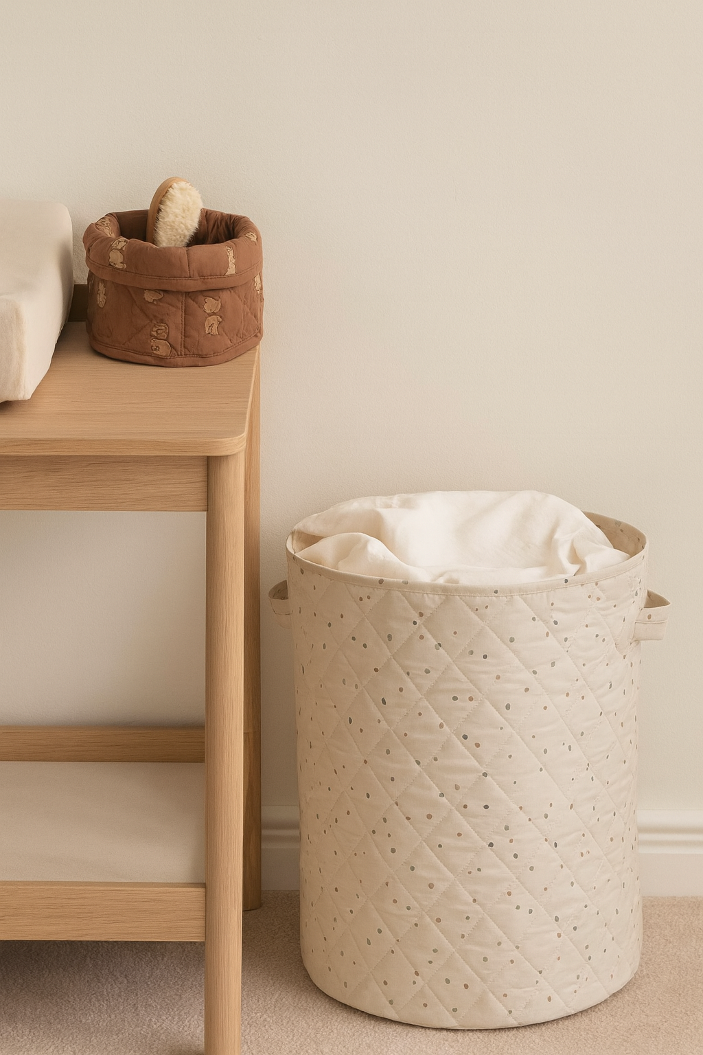 Ragge gewatteerde Opbergmand Stippen